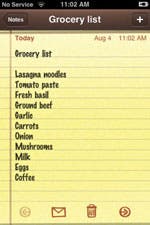 Screenshot of the iPhone Notes app