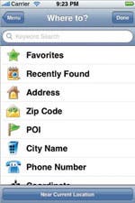 G-Map's "Where to" Menu