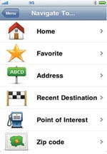 TomTom's "Navigatet To" screen