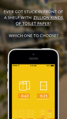 Toiletka, an iPhone application which helps you calculate the best toilet paper price.