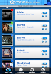Top 100 Music Videos now available on iPhone and iPad