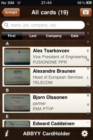 ABBYY Launches New Version of Digital Card Holder with OCR for iPhone