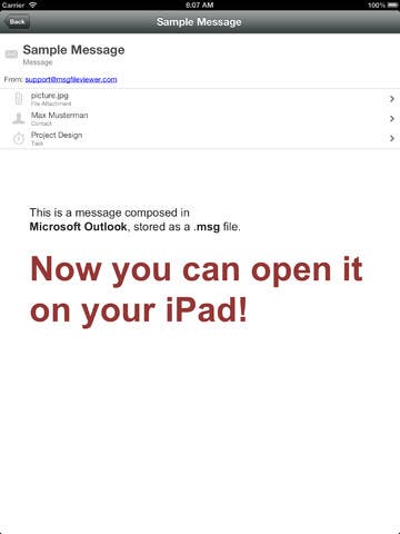 Outlook .msg file viewer for iOS devices released