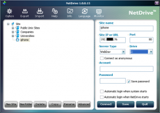 NetDrive setup screen