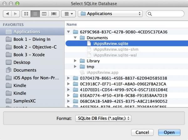 Select the SQLite file