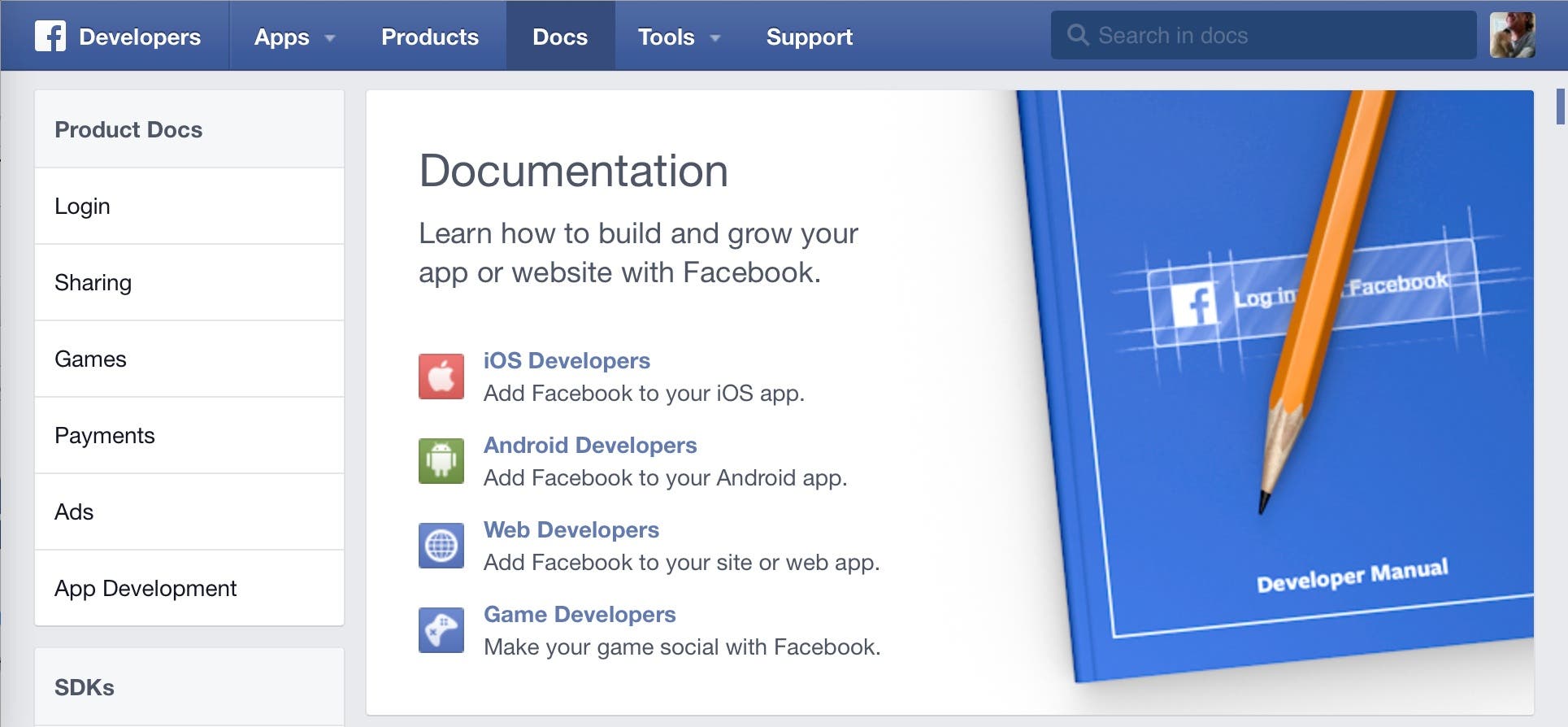 The Facebook App dashboard