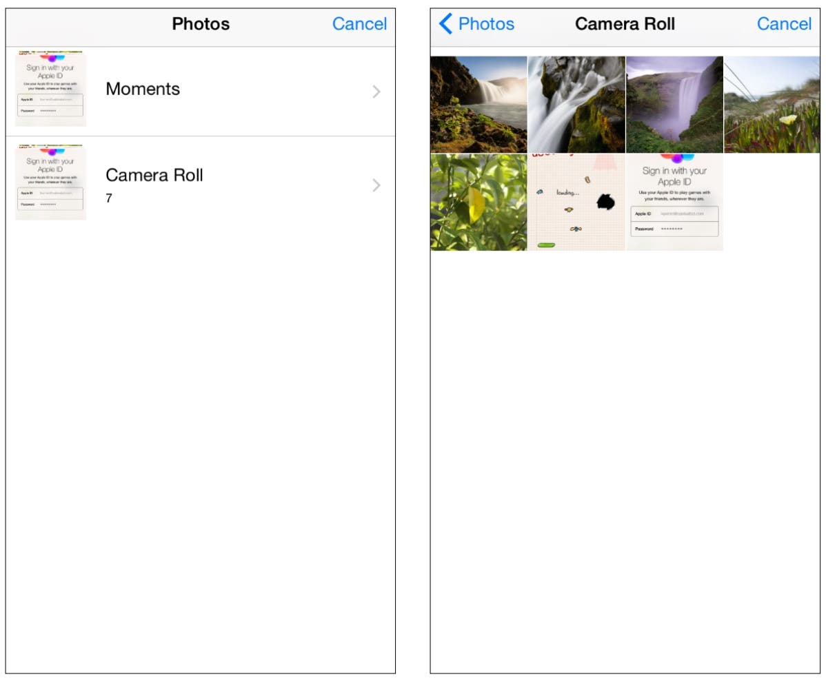 Photo Library screens