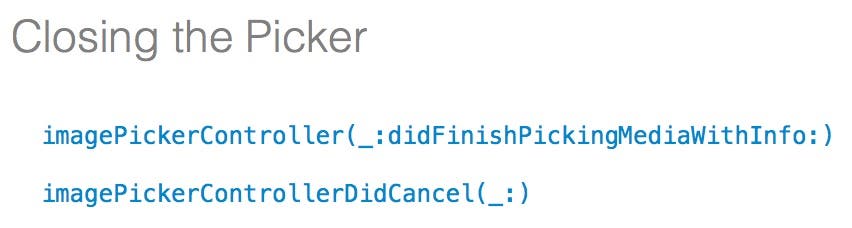 UIImagePickercontrollerDelegate protocol