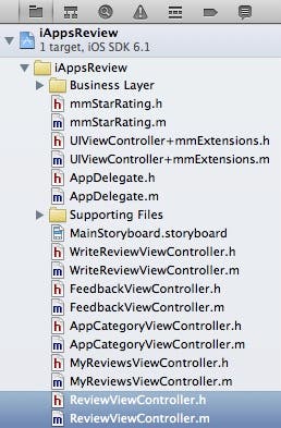 Review view controller files