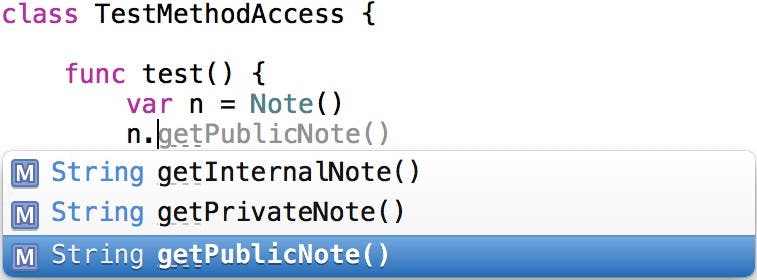 public, internal, private methods