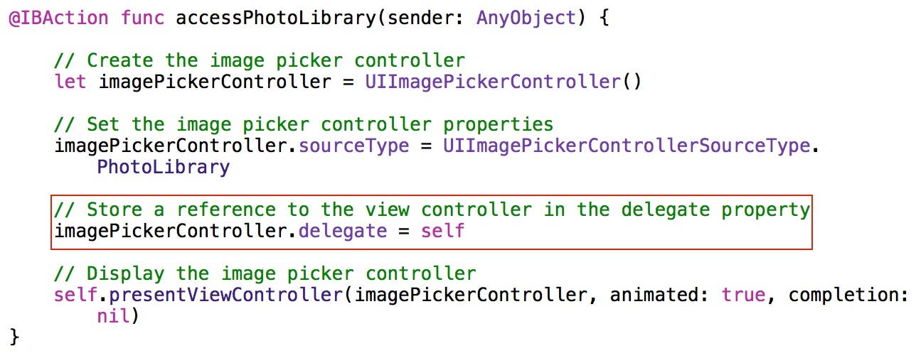Set the delegate property