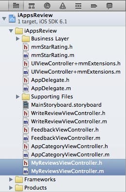 New table view controller files