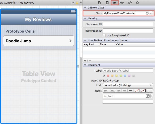 Set view controller class name