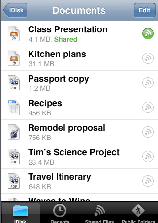 The new MobileMe iDisk app is
