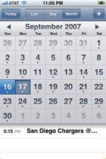 Calendar screenshot on iPhone