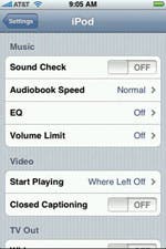 iPod music settings