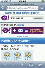 Yahoo weather screenshot on iPhone