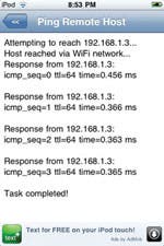 Pinging a host from iPod