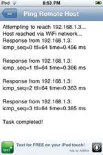 Pinging a host from iPod