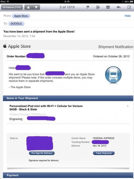 Siva's update: iPad mini 11/13/12