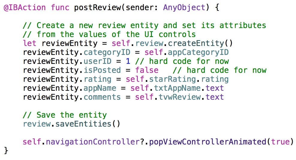 postReview method