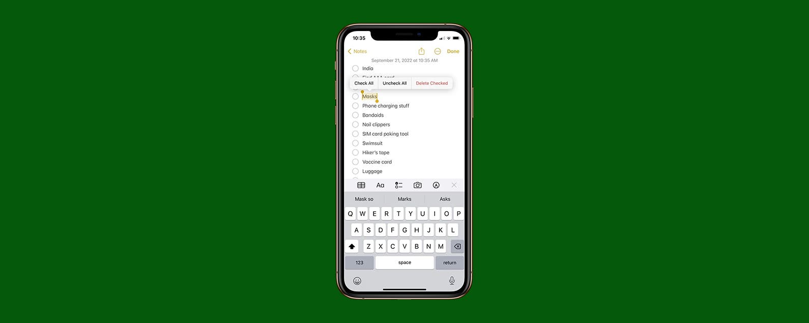 How to Check All Items in an Apple Notes Checklist