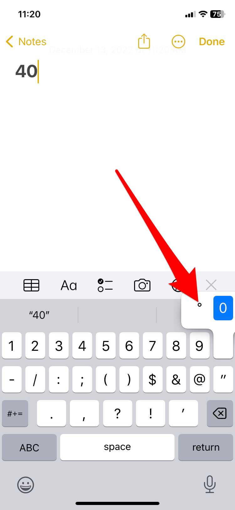 How Type the Degree Symbol on iPhone