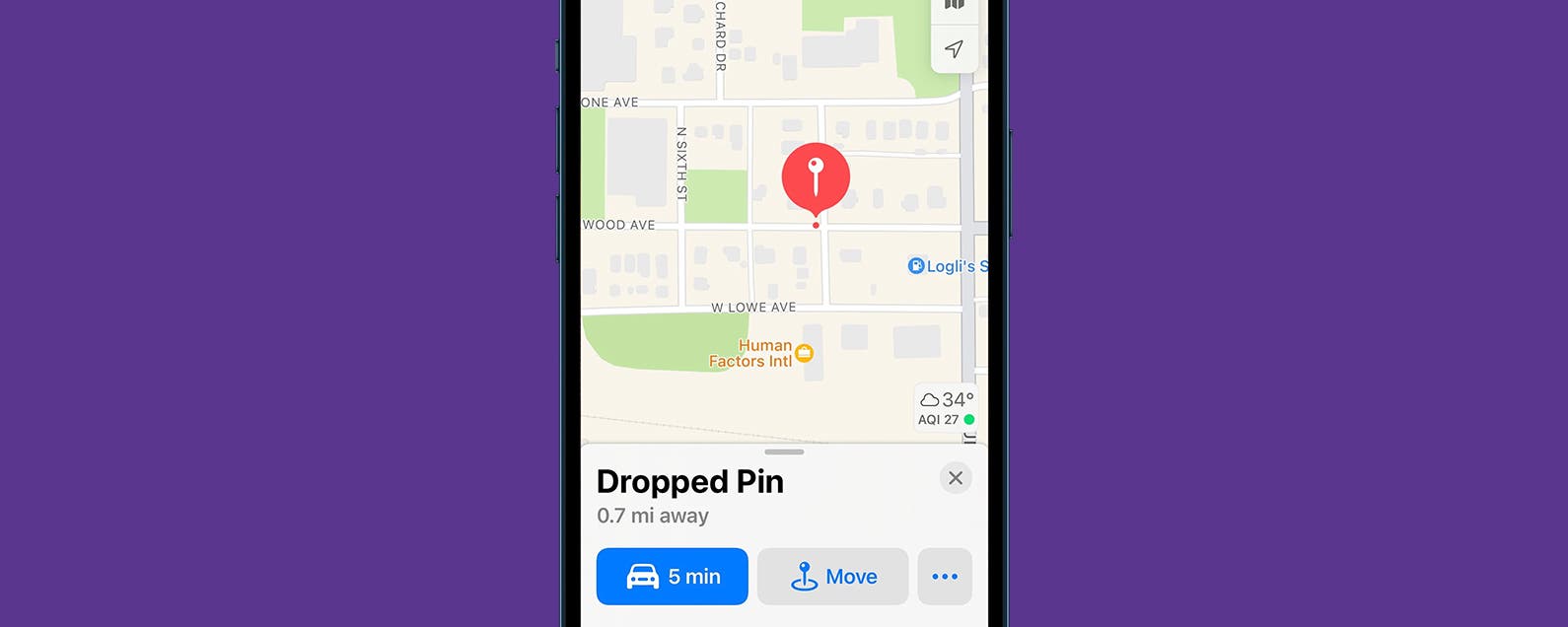 How to drop a pin on iphone in the maps app
