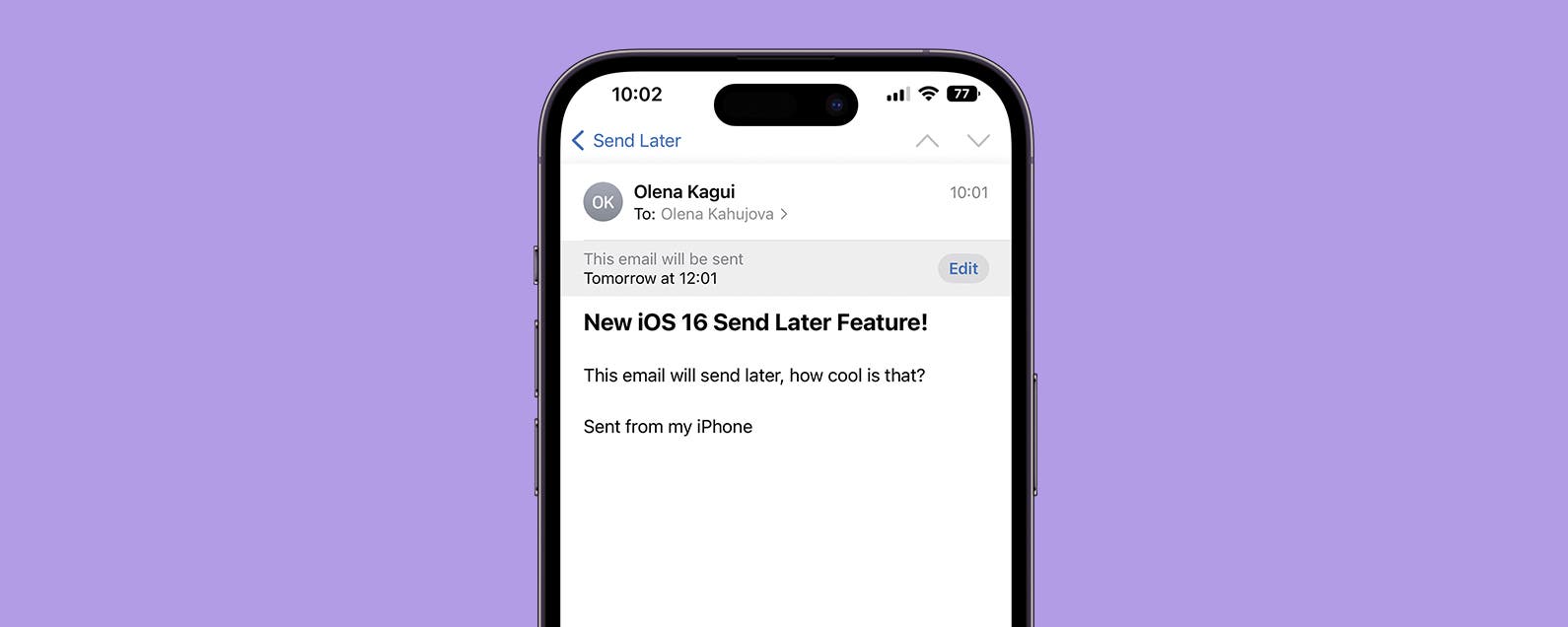 can you set a time to send an email on iphone