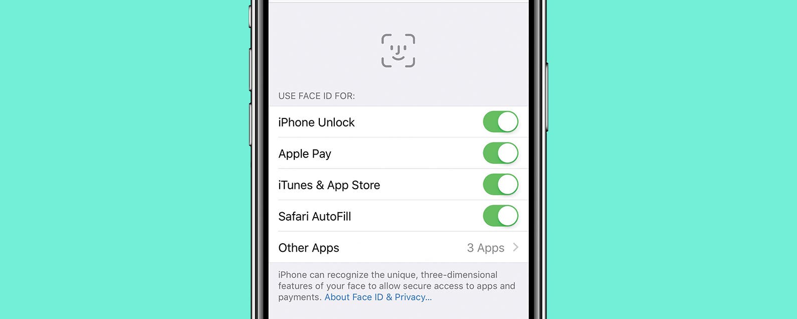 how to put face id on all apps iphone