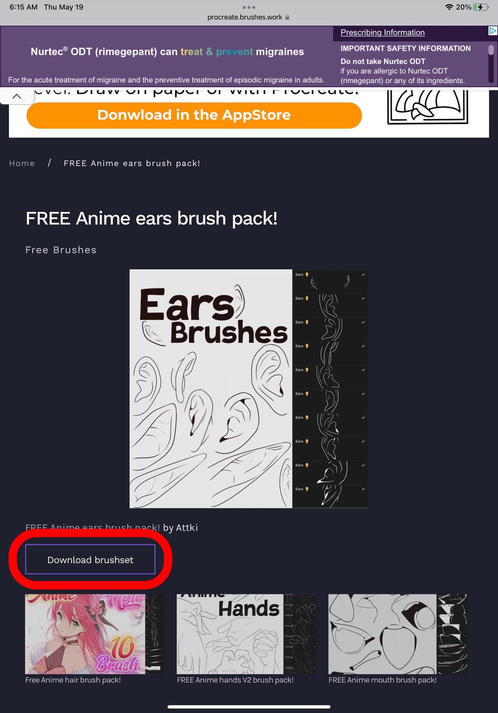 Free Anime hair brush pack for procreate