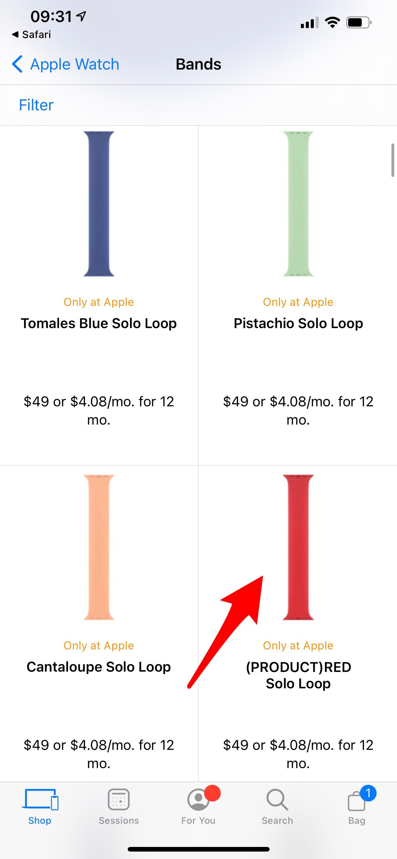 apple watch band size