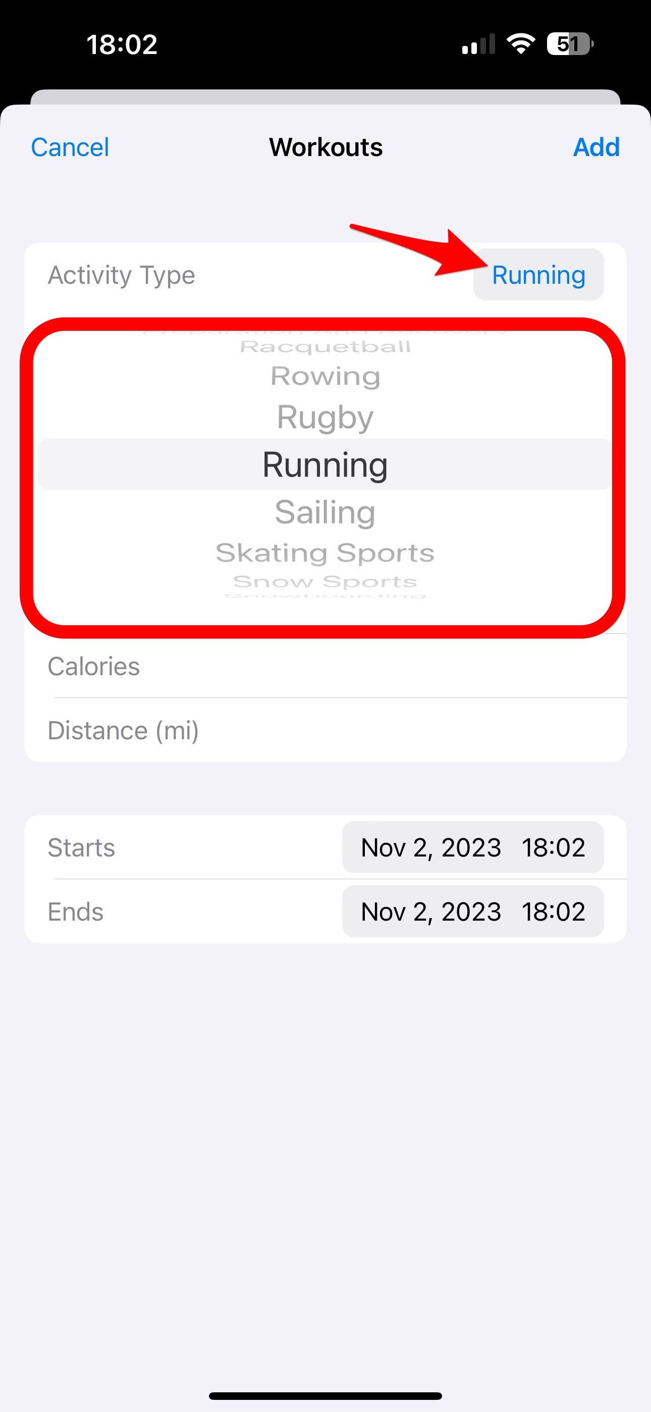 Manually add workout top to peloton