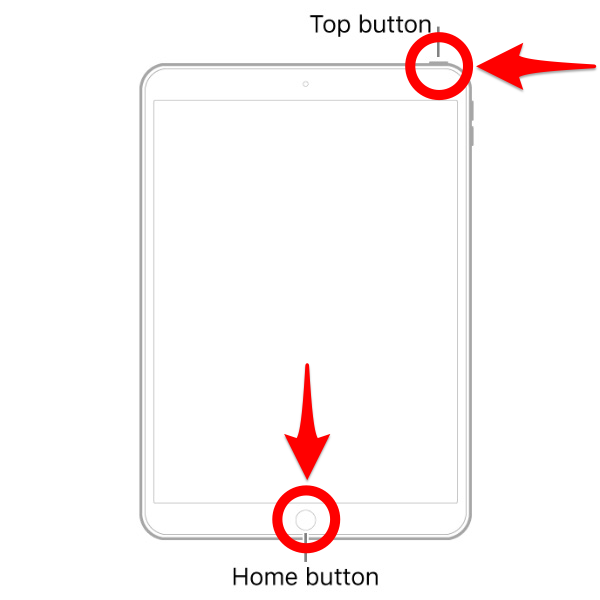 Press and hold the Home button and top button