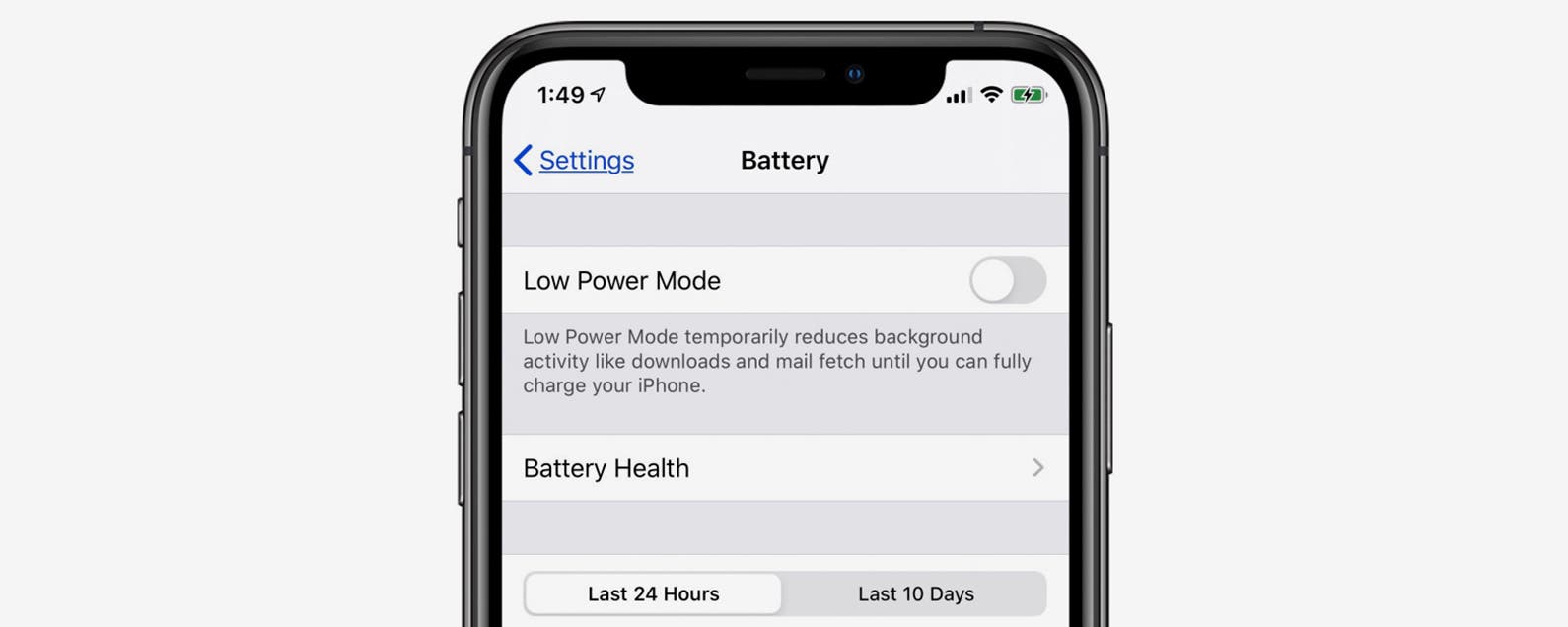 what does yellow battery mean on iphone 10