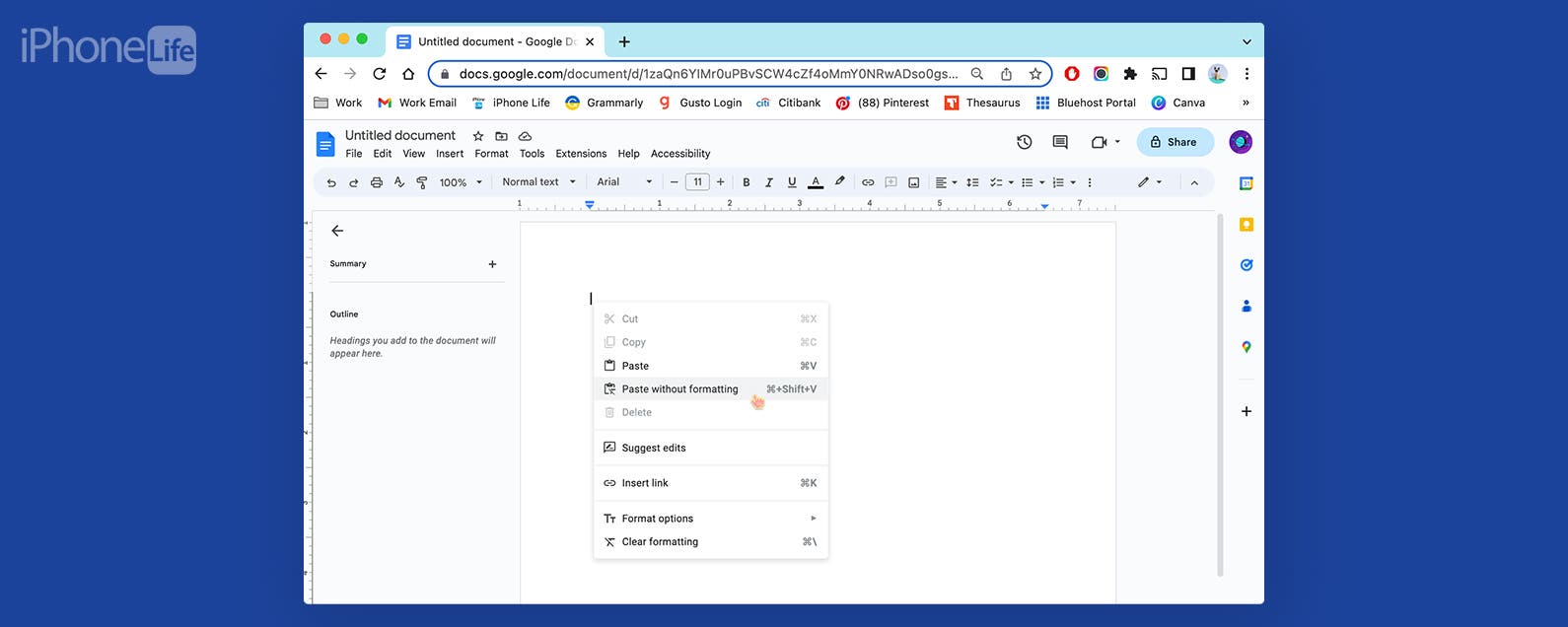 How to paste without formatting on mac
