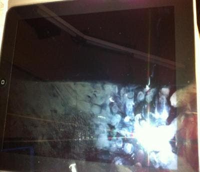 iPad screen without and with SideKick Screen Cleaner