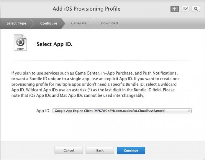 Select App ID