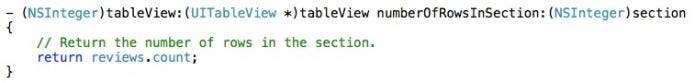 Number of rows in section