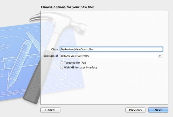 New table view controller