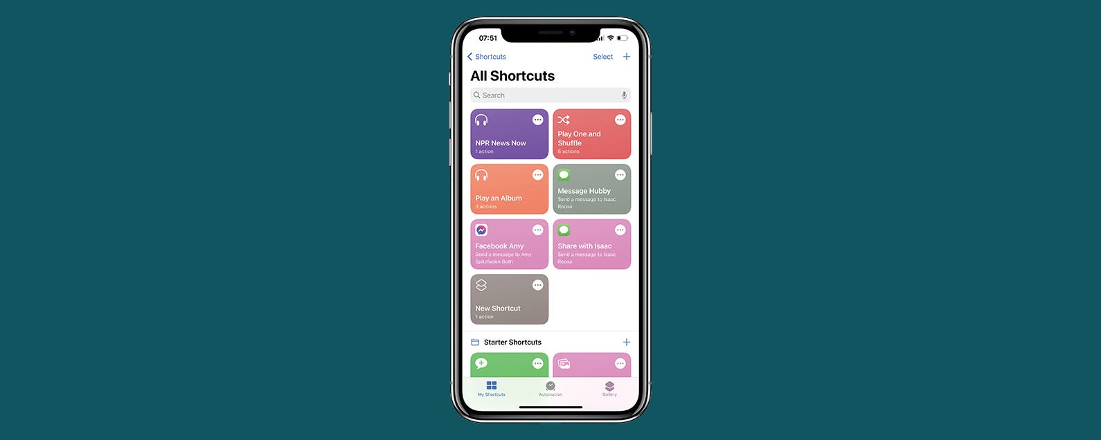 Application shortcuts. Application shortcuts