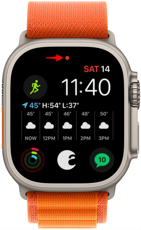Red dot icon on Apple Watch