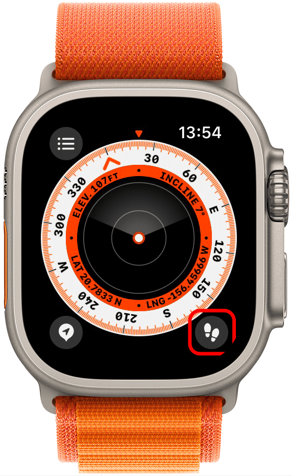 Tap the steps icon to begin recording your route.