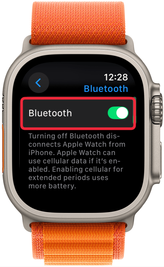 Tap the toggle again so that it turns green, indicating that Bluetooth has been turned back on.