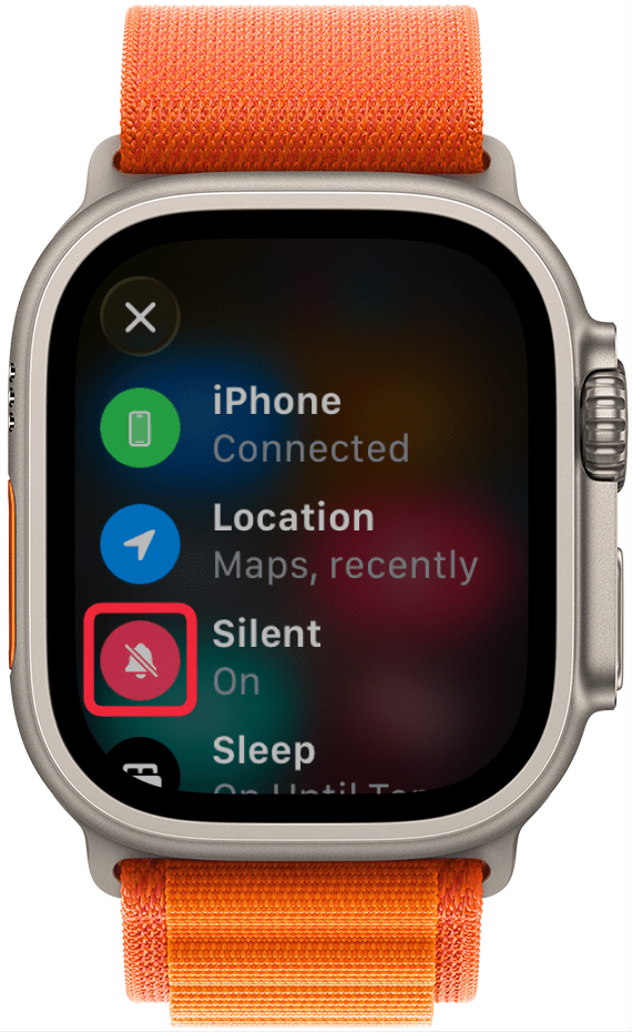 If you have Silent mode turned on, you will see the red crossed out bell icon here.