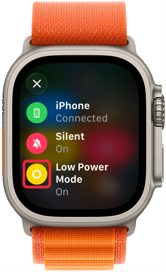 If you see a yellow circle, it means that Low Power Mode is on.