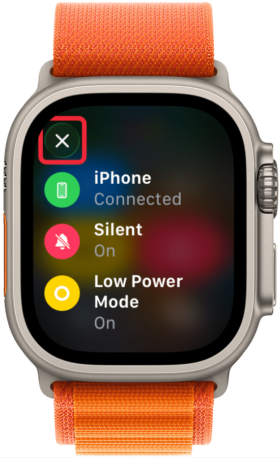 To return to the Control Center, tap the x icon.