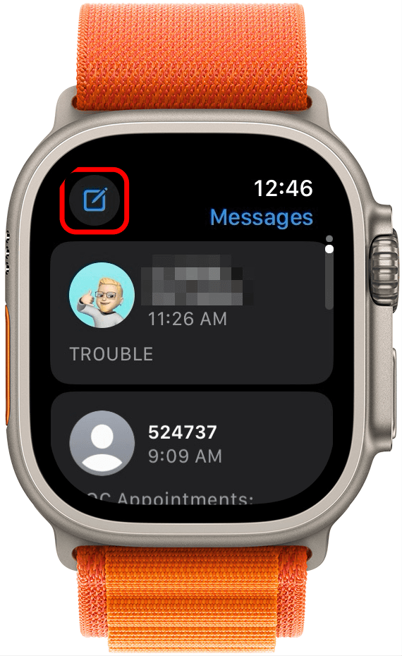 Tap on an existing texting thread or write a new message by tapping on the New Message icon.