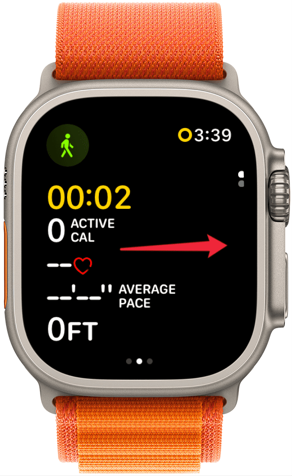 It is also possible to swipe right over the workout screen.
