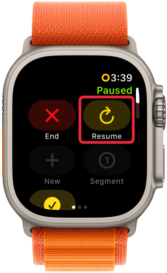 You can follow the steps again to unpause or resume the workout.